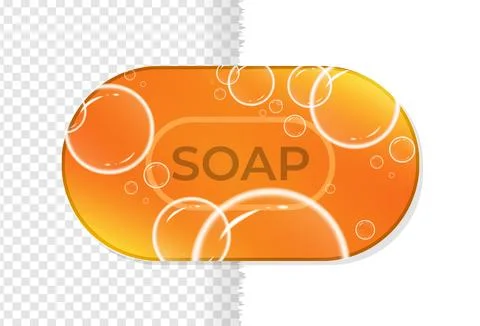 Soap bar with water bubbles texture orange gradient color vector illustration Stock Illustration