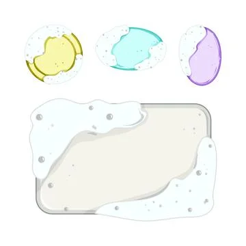 Soap bars with foam and bubbles for hygiene Stock Illustration