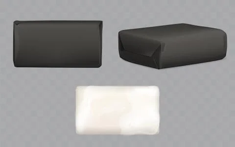 Soap bars set, lather piece with foam and wrapped Stock-Illustration