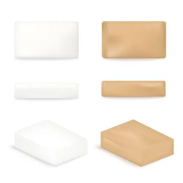 Soap blocks view from different sides, realistic vector illustration isolated. Stock Illustration
