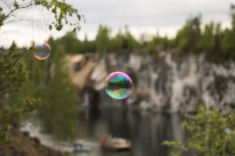 Soap Bubble in the Air Stock Photos