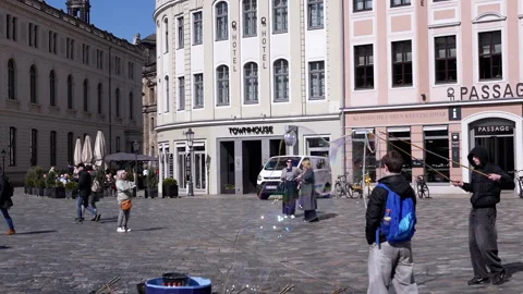 Soap Bubble Artist in Dresden Stock Footage 306774828