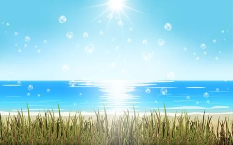 Soap bubble on the beach in day time Stock Illustration
