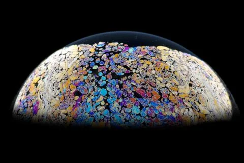 Soap bubble. Beautiful patterns. Macro photo. Stock Photos