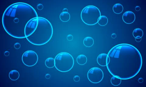 Soap bubble on a blue background Stock Illustration