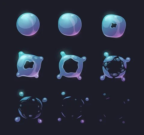 Soap bubble burst effect animated sprite Stock Illustration