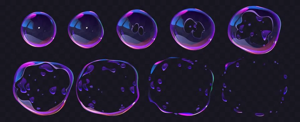 Soap bubble burst effect animated sprite sheet Illustrazione stock