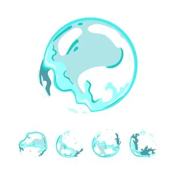 Soap bubble bursting sequence with water splash Stock-Illustration