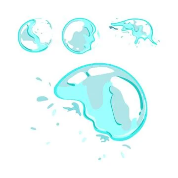 Soap bubble bursting water splash animation frames イラスト素材