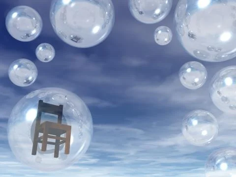 Soap bubble with chair inside - 3d illustration Stock Illustration
