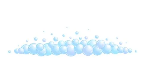 Soap bubble divider. Horizontal foam decoration element. Blue suds cloud. Vector Stock Illustration