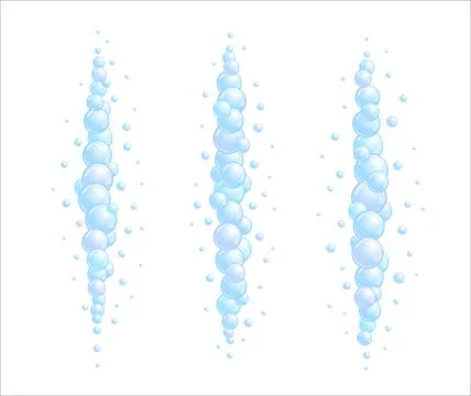 Soap bubble divider set. Vertical foam decoration element. Blue suds cloud Stock Illustration