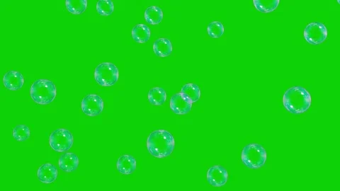 Soap bubble fall green screen chroma key loop seamless slow motion 3d animation Stock Footage 253375343