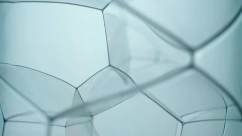 Soap bubble foam landscape rotating very slow, like an abstract structure Video stock 125258376