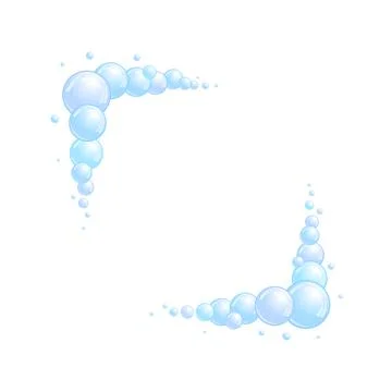 Soap bubble frame. Foam boarder. Blue suds divider and separator. Square Stock Illustration