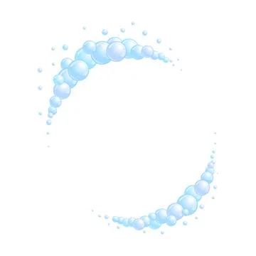 Soap bubble frame. Foam boarder. Blue suds divider and separator. Round Stock Illustration