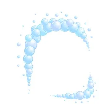 Soap bubble frame. Foam boarder. Blue suds divider and separator. Rounded Stock Illustration
