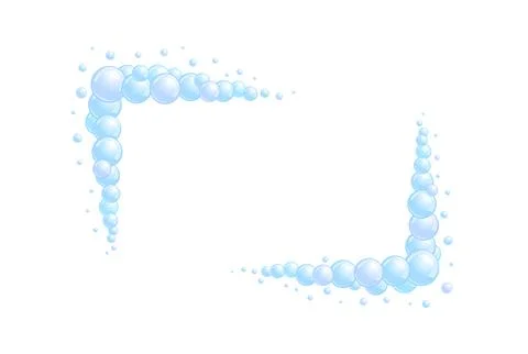 Soap bubble frame. Foam boarder. Blue suds divider and separator. Rectangle 스톡 일러스트