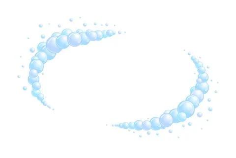 Soap bubble frame. Foam boarder. Blue suds divider and separator. Oval Stock Illustration