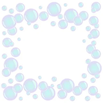 Soap bubble frame in neon colors on a white background with copy space, vector Stock Illustration