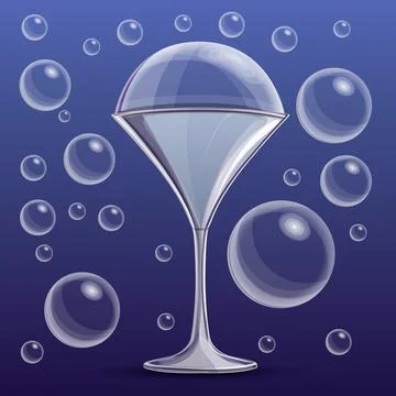 Soap bubble glass concept background, cartoon style 스톡 일러스트