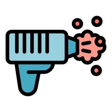 Soap bubble gun making colorful bubbles, childhood memories and summer fun Stock Illustration