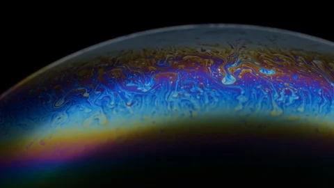 Soap bubble. Multicolored rainbow iris. Multi-colored surface overflows Stock Footage 125616144