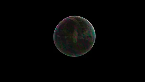 Soap bubble over dark black screen seamless loop Stock Footage