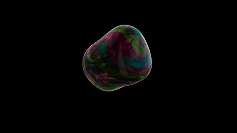 Soap bubble over dark black screen seamless loop Stock Footage 121927341