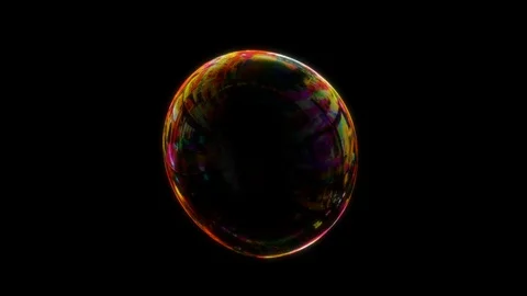 Soap bubble over dark black screen seamless loop with alpha matte Stock Footage 128249623