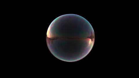 Soap bubble over dark black screen, 4k colorful motion Stock Footage 259211896