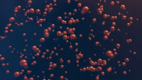 Soap bubble particles pulsating 4K background. Motion design on dark backdrop Stock Footage 197082023