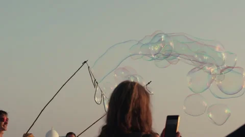 Soap bubble performer in Zadar Stock Footage 340627145