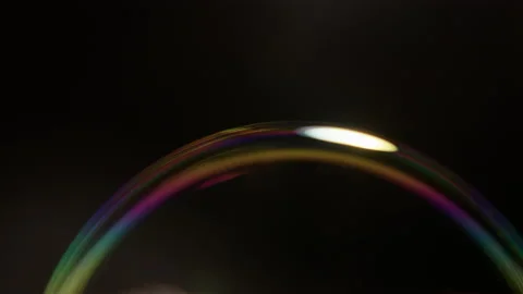Soap bubble with rainbow transfusion bursts slow motion Stock Footage 206834456