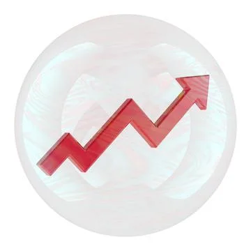 Soap bubble with rising red arrow for market growth, 3D rendering Stock Illustration