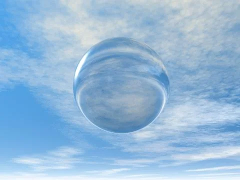 Soap bubble in the sky - 3d illustration Stock Illustration