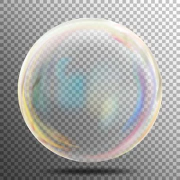 Soap Bubble. Transparent Realistic Bubble With Rainbow Reflection. Ready To Stock Illustration