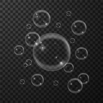 Soap bubble. Vector realistic soapy foam background. White 3D aip transparent Illustrazione stock