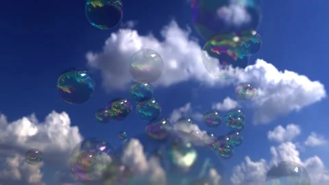 Soap bubbles 3d render animation. Colorful transparent soap bubbles Stock Footage 190975567
