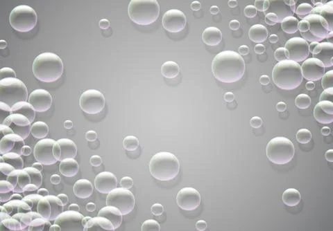 Soap bubbles abstract background with rainbow colored airy foam Stock Illustration