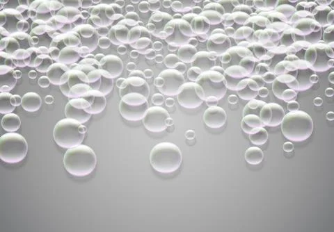 Soap bubbles abstract background with rainbow colored airy foam Stock Illustration