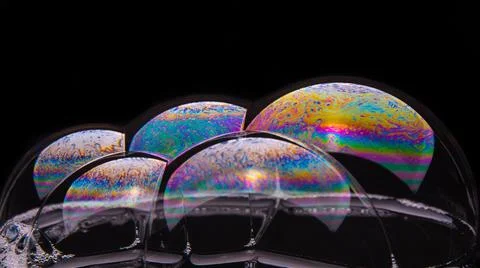 Soap bubbles with abstract pattern, close-up, macro photo, texture, pattern, Stock Photos