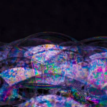 Soap bubbles with abstract pattern, close-up, macro, texture, pattern, copy s Foto stock