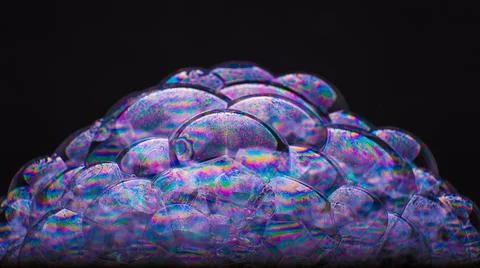 Soap bubbles with abstract pattern, close-up, macro, texture, pattern, copy s Stock Photos