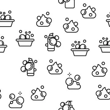Soap Bubbles And Foam Vector Seamless Pattern Stock Illustration