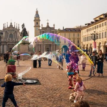 Soap bubbles animation Stock Photos