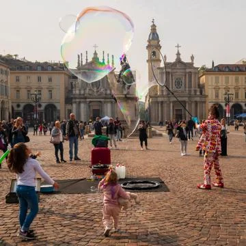Soap bubbles animation Stock Photos