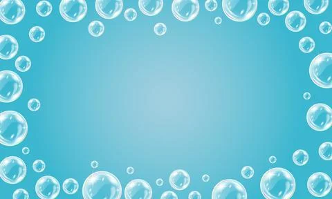 Soap bubbles background. Vector abstract blue water background. Stock Illustration