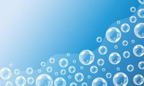 Soap bubbles background. Vector abstract blue background Stock Illustration