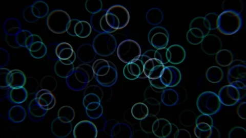 Soap bubbles on a black background move slowly. Stock Footage 145274217
